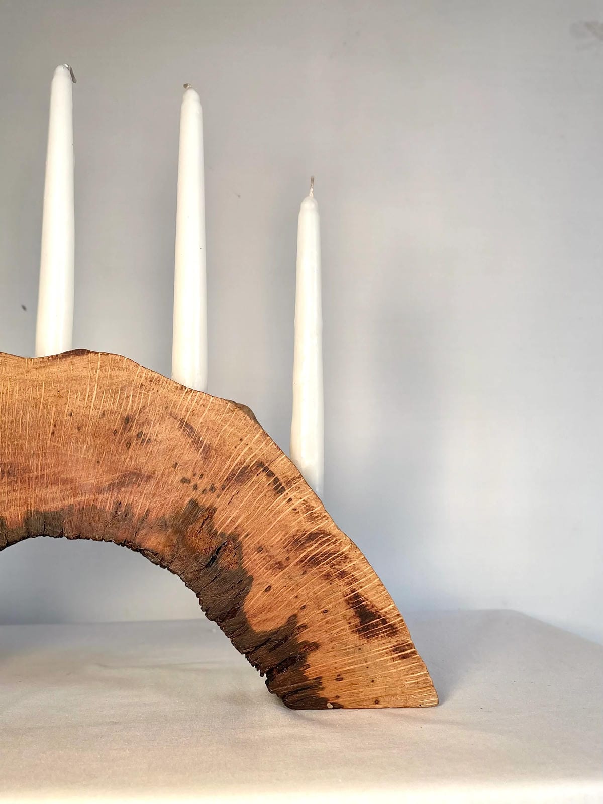Handcrafted Live Edge Wood Candlestick Holder (Holds 4 Taper Candles)