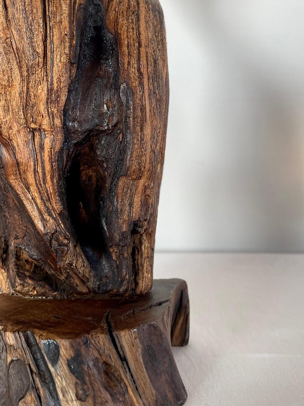 Handcrafted Live-Edge Wood Sculpture Vase – Dramatic Rustic Art Decor
