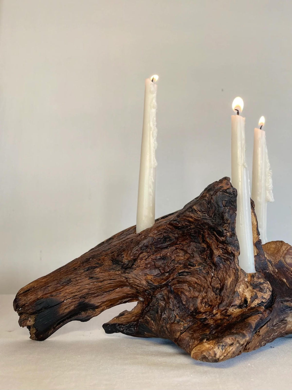 Organic Driftwood Taper Candle Holder (Holds 4 Candles)