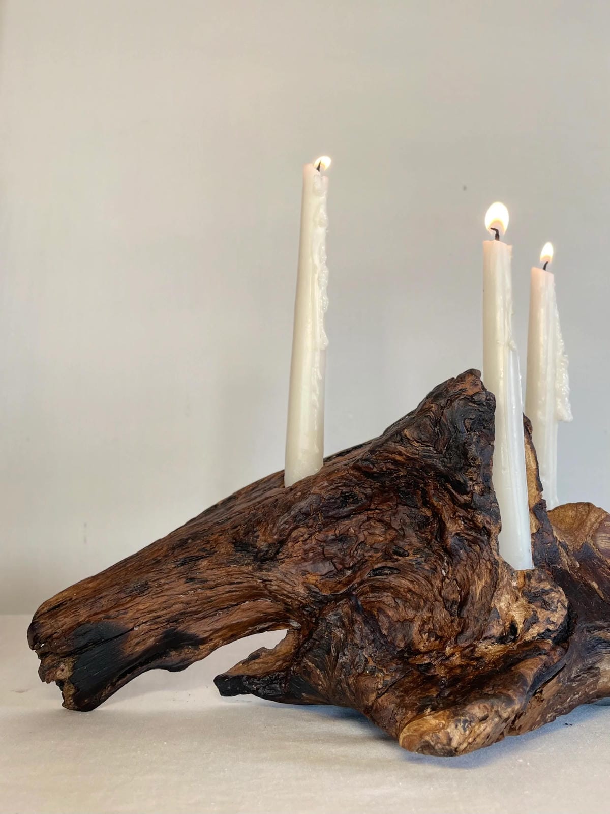 Organic Driftwood Taper Candle Holder (Holds 4 Candles)