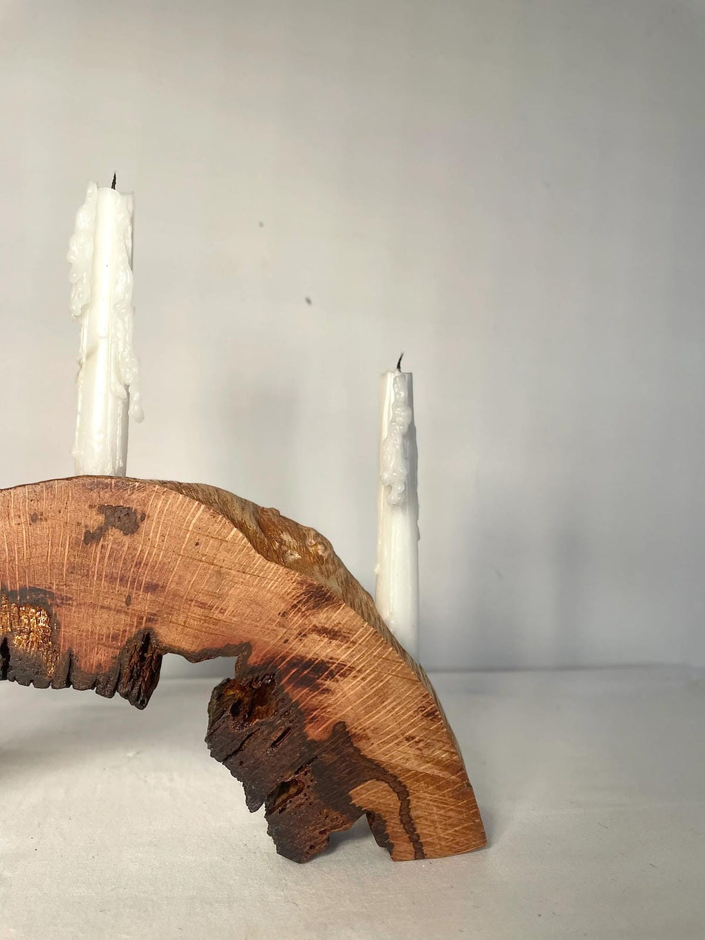 Sculptural Live Edge Wood Arch Candle Holder (Holds 3 Taper Candles)