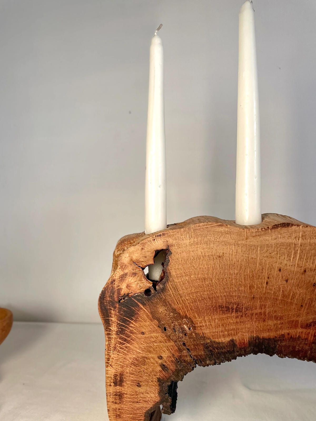 Handcrafted Live Edge Wood Candlestick Holder (Holds 4 Taper Candles)