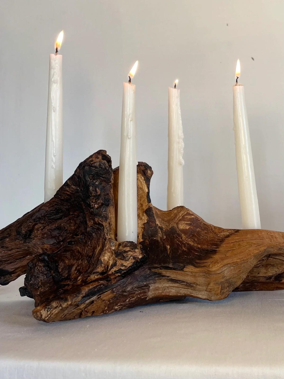 Organic Driftwood Taper Candle Holder (Holds 4 Candles)