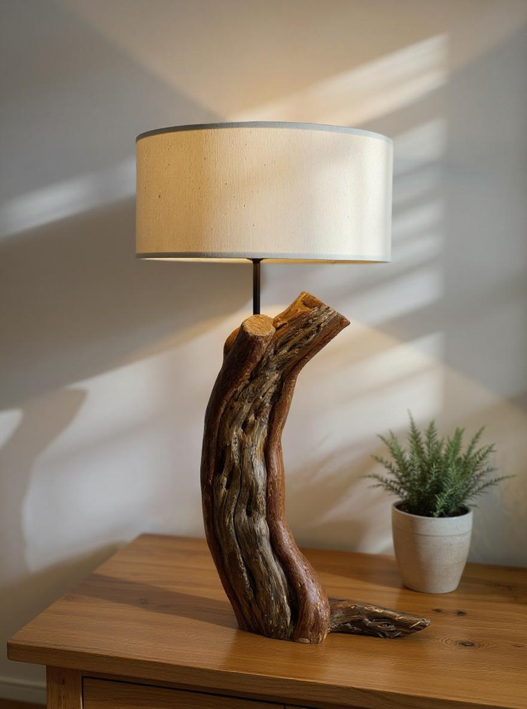 Unique Bent Wood Desk Lamp