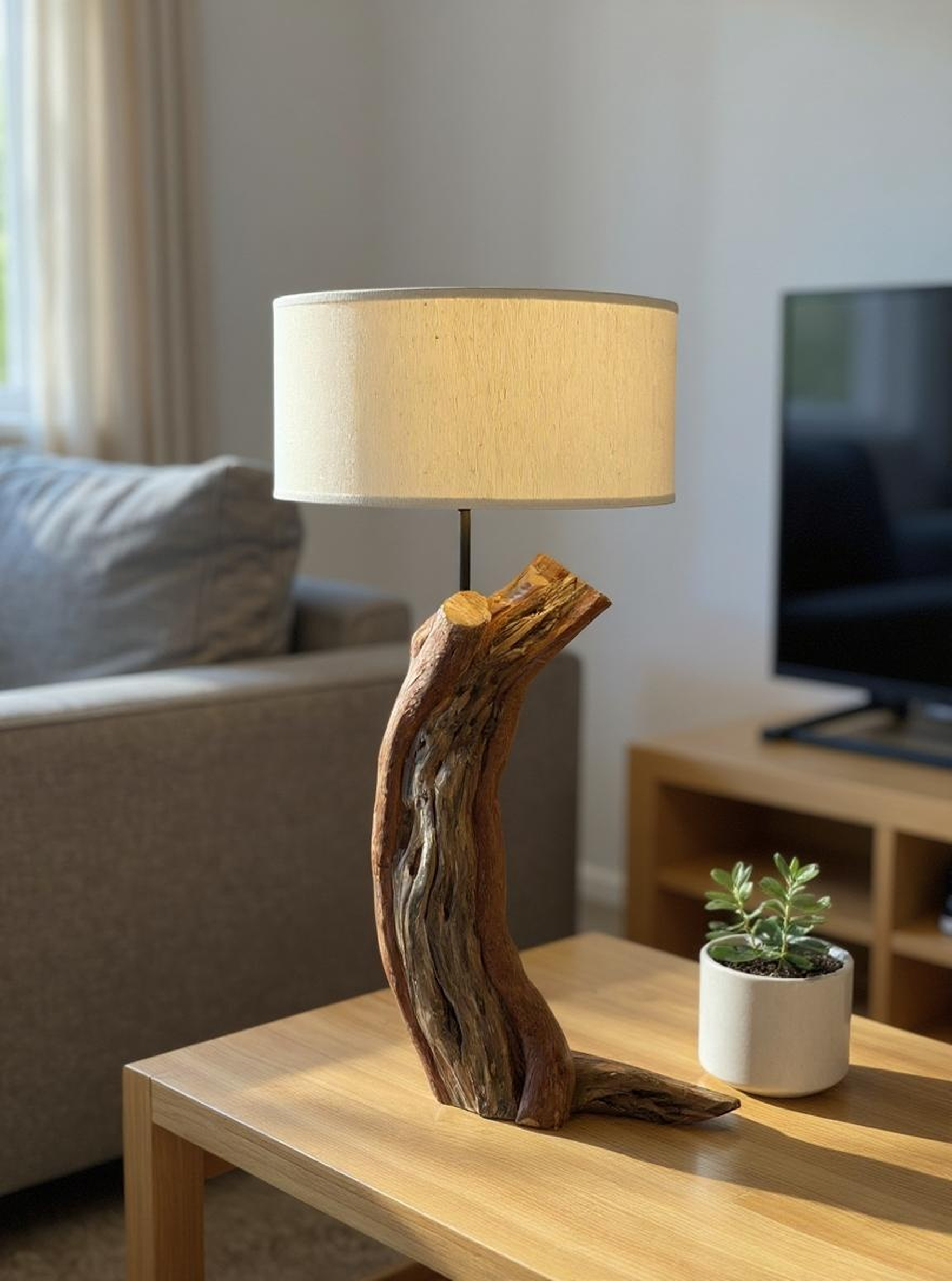 Unique Bent Wood Desk Lamp