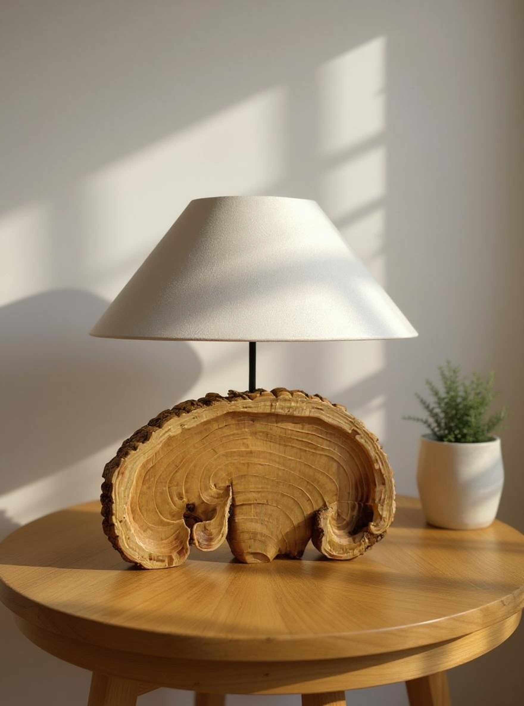 Natural Wood Slice Table Lamp