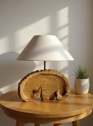 Natural Wood Slice Table Lamp