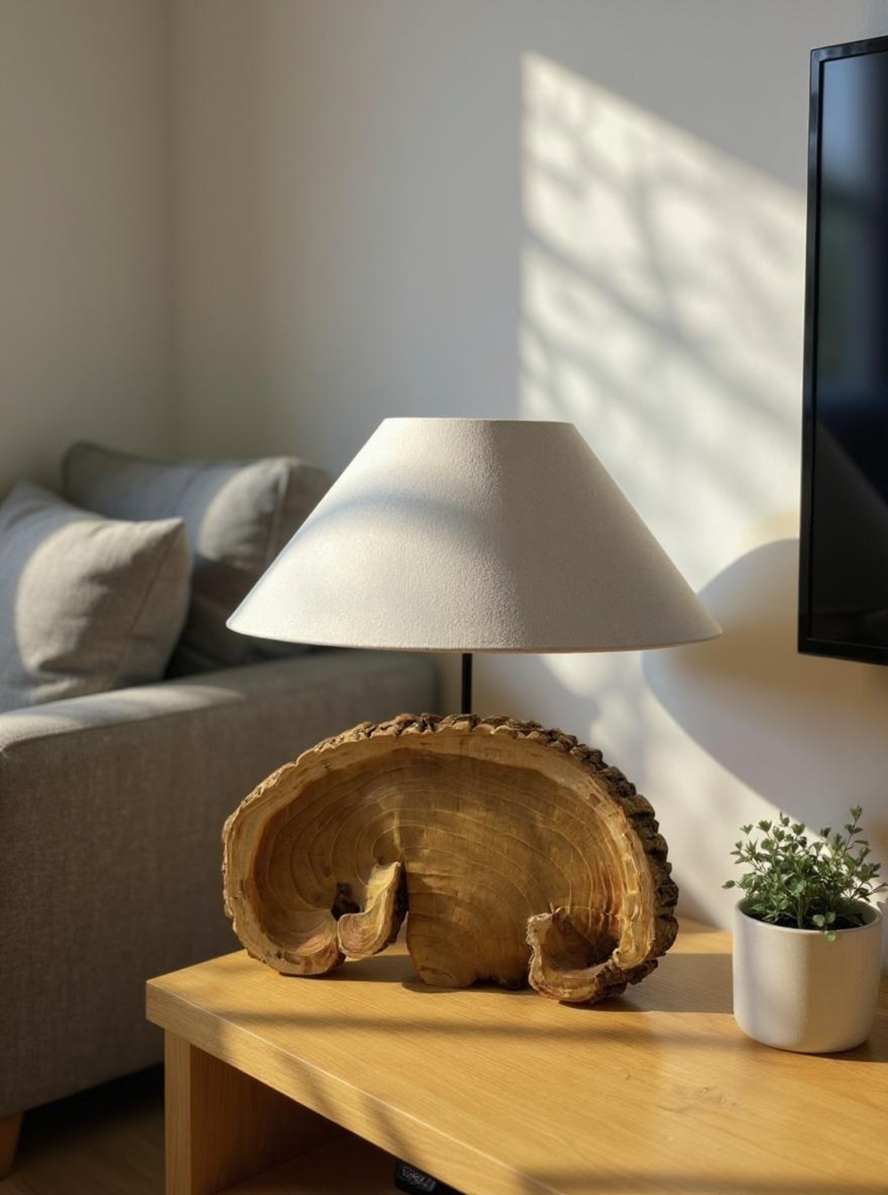 Natural Wood Slice Table Lamp