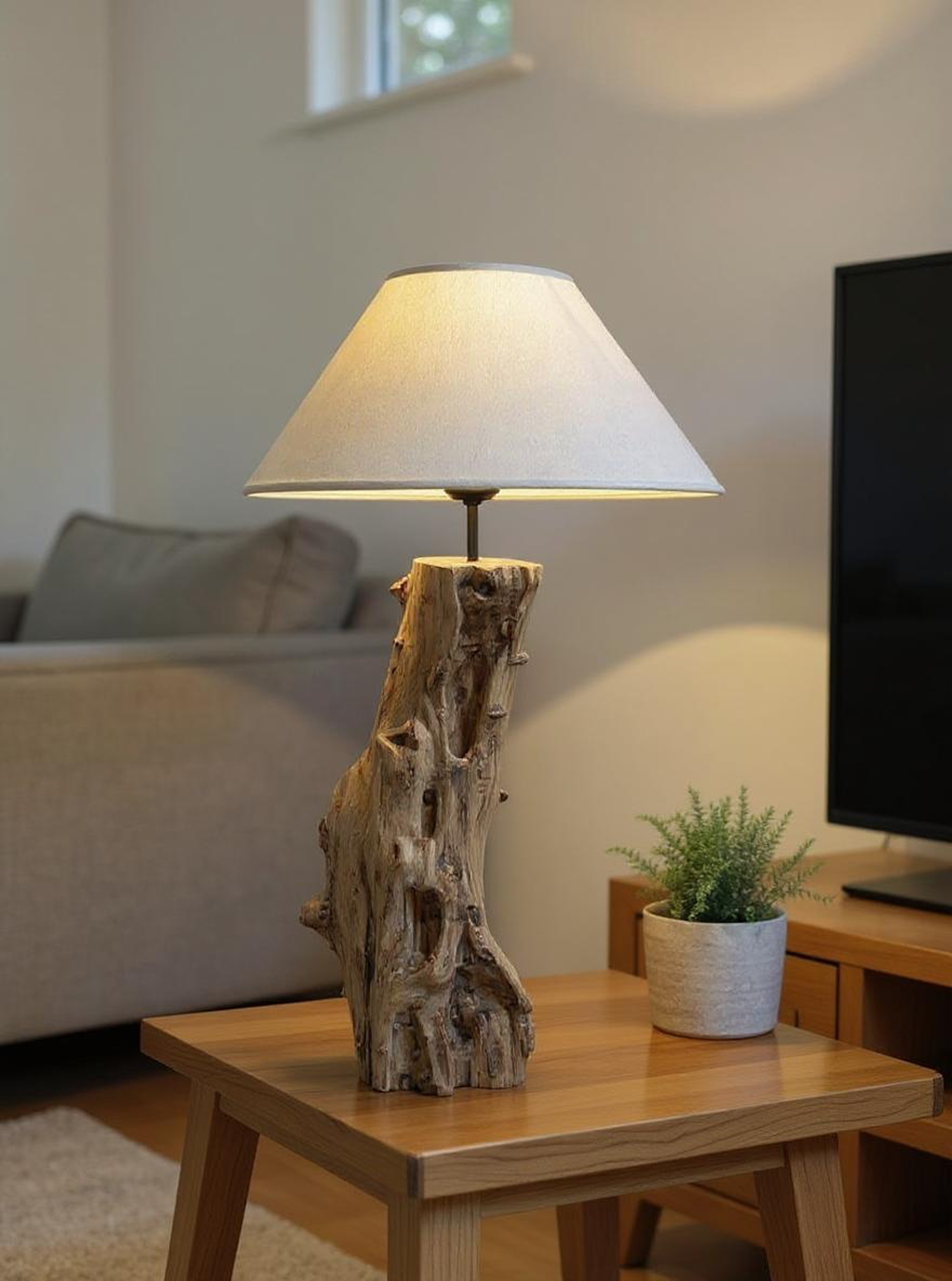 Unique Hollowed Root Wood Lamp
