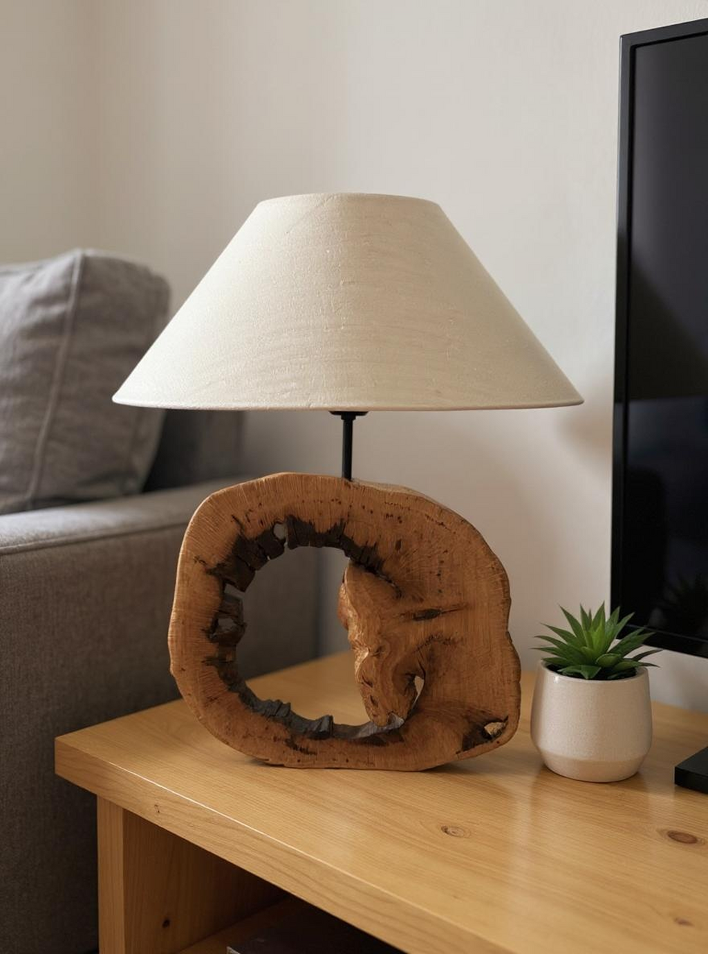 Organic Hollow Teak Lamp