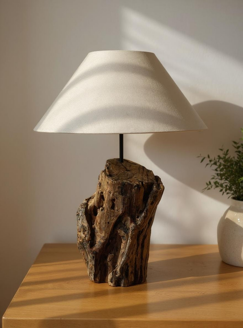 Natural Wood Stump Table Lamp