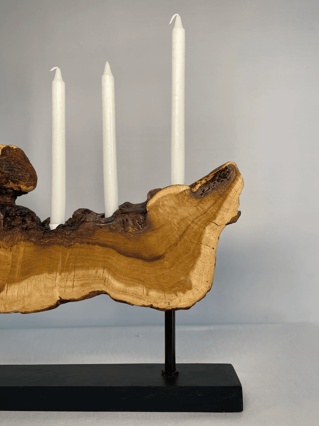 Rustic Live Edge Wood Candle Holder – 5-Taper Centerpiece
