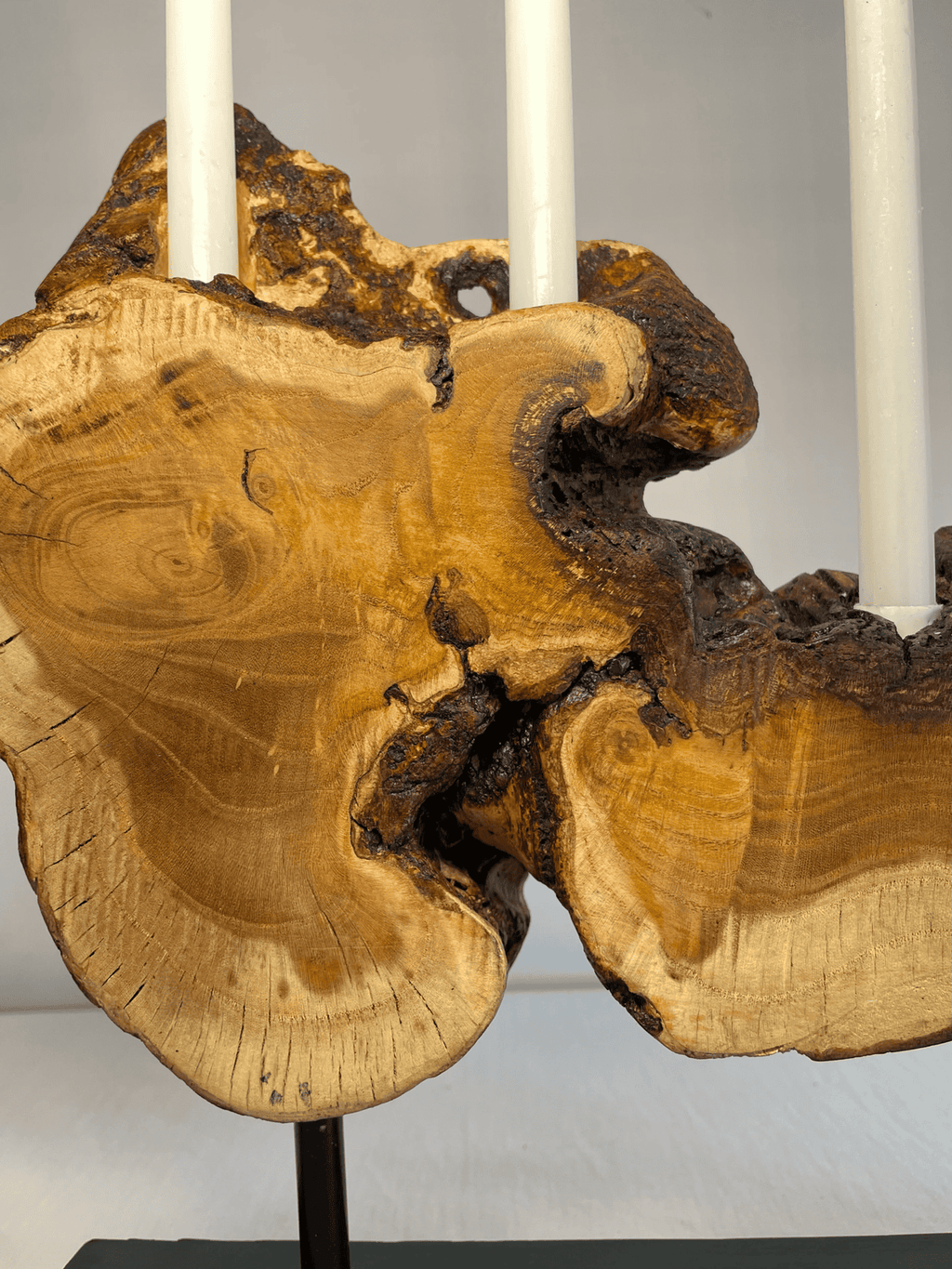 Rustic Live Edge Wood Candle Holder – 5-Taper Centerpiece