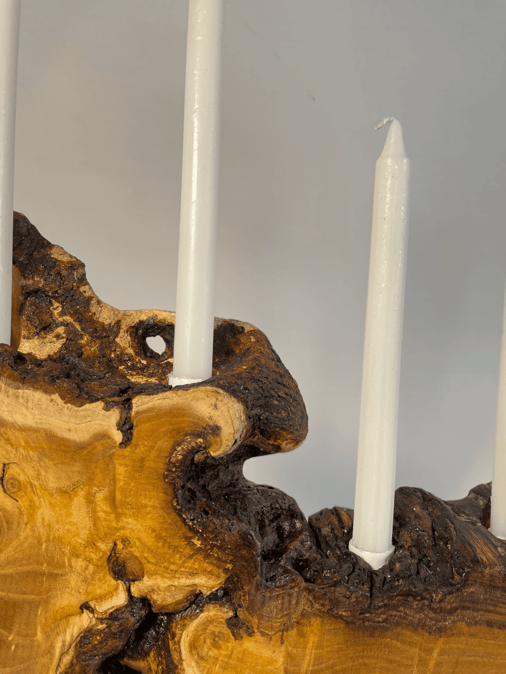 Rustic Live Edge Wood Candle Holder – 5-Taper Centerpiece