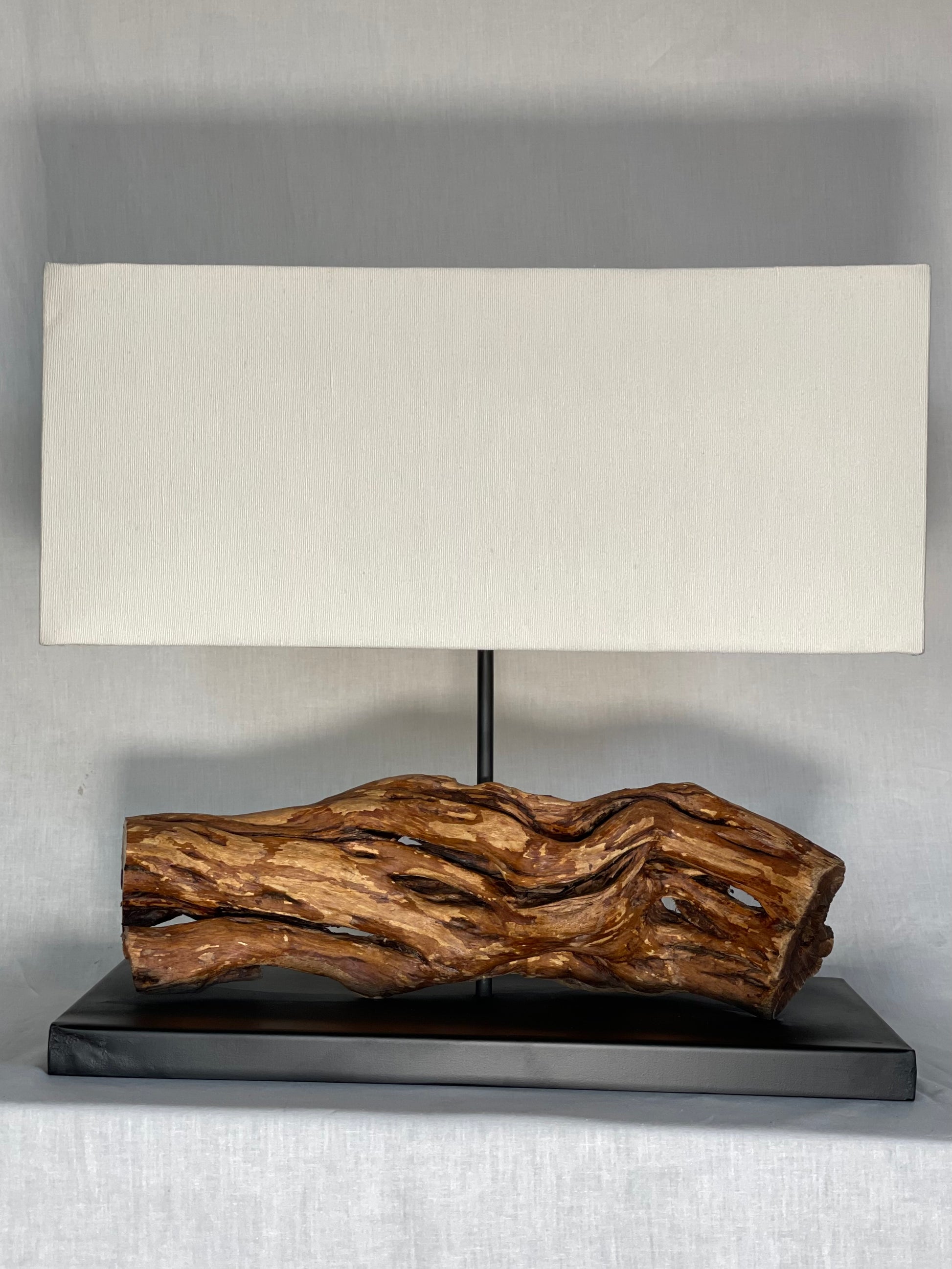 Horizontal Organic Teak Base Lamp