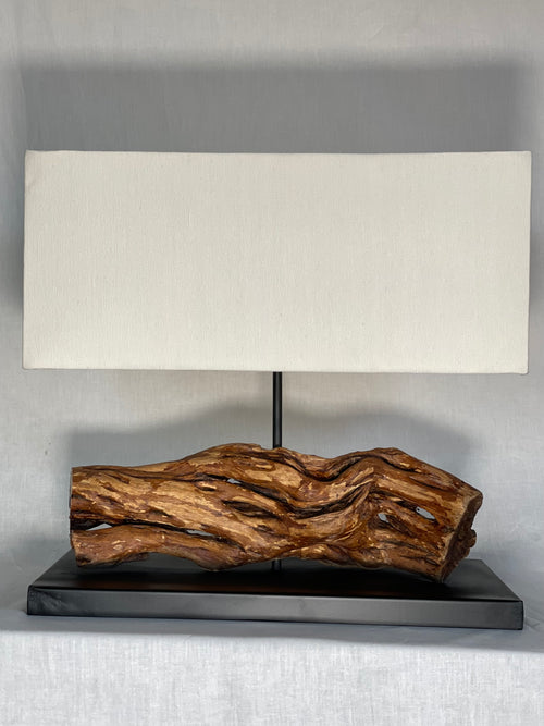Horizontal Organic Teak Base Lamp