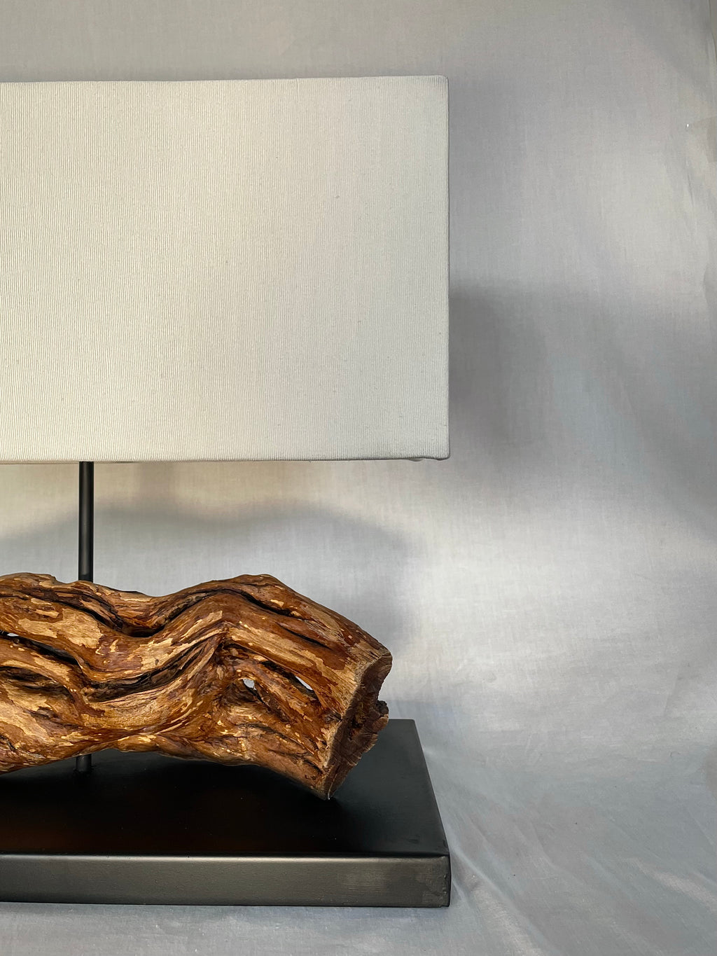Horizontal Organic Teak Base Lamp