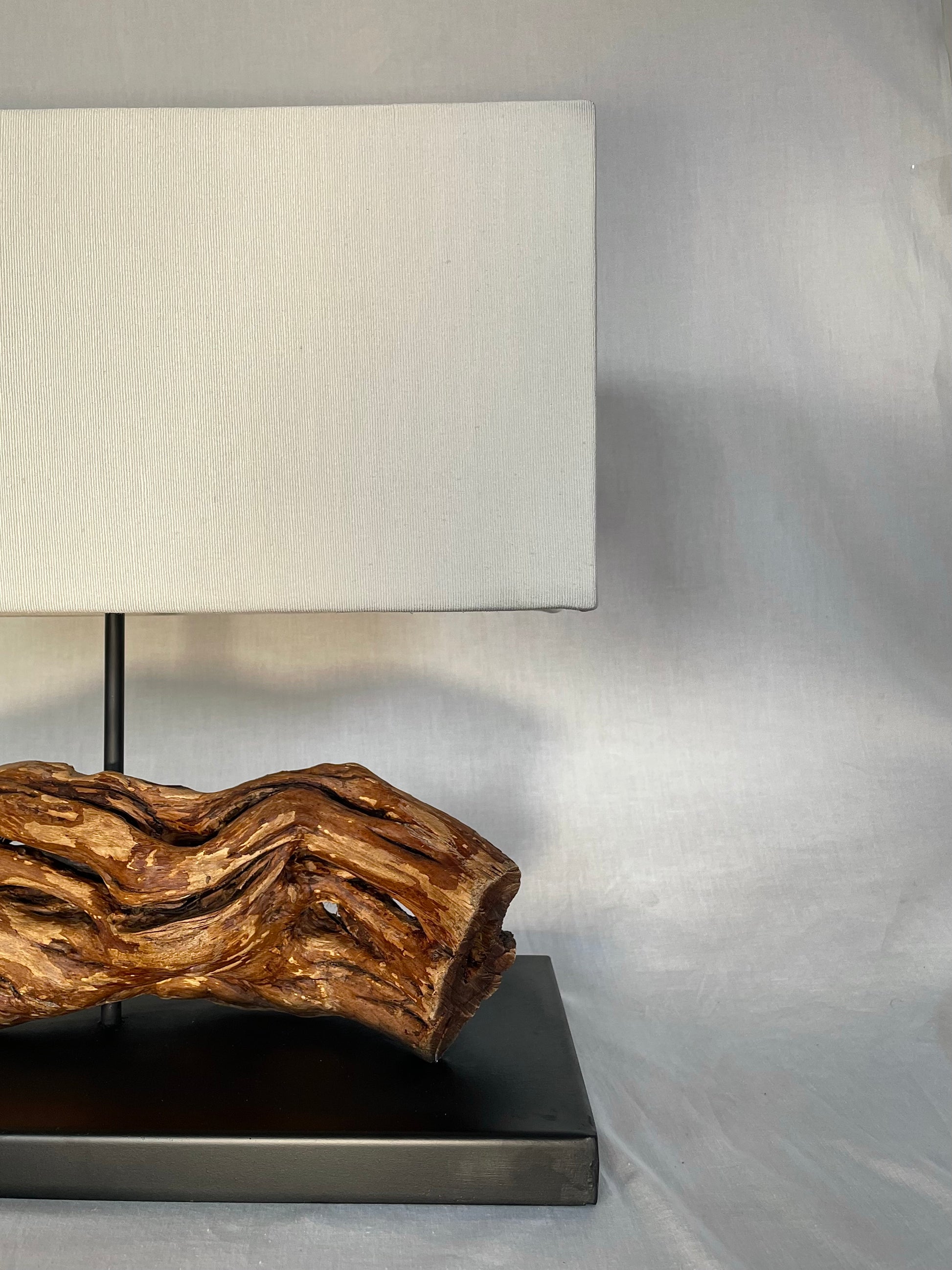Horizontal Organic Teak Base Lamp