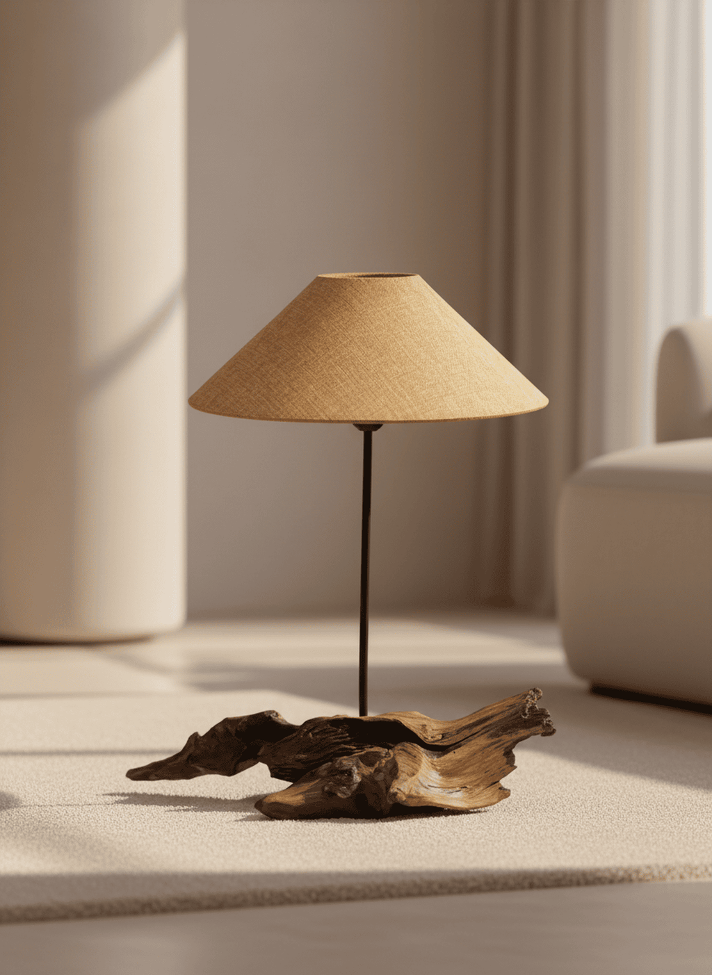 Rooted Teardrop Drift Wood Lamp