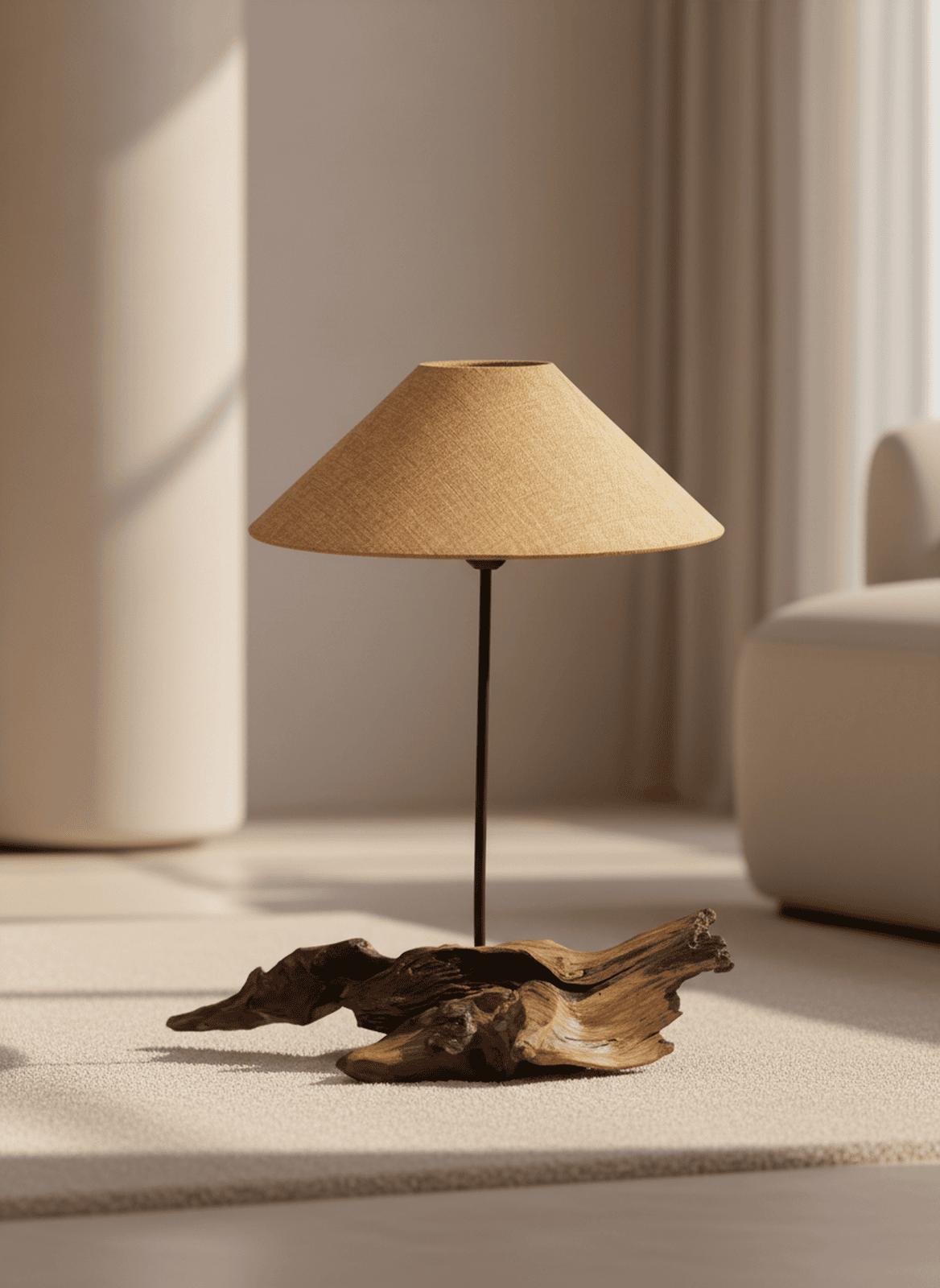 Rooted Teardrop Drift Wood Lamp