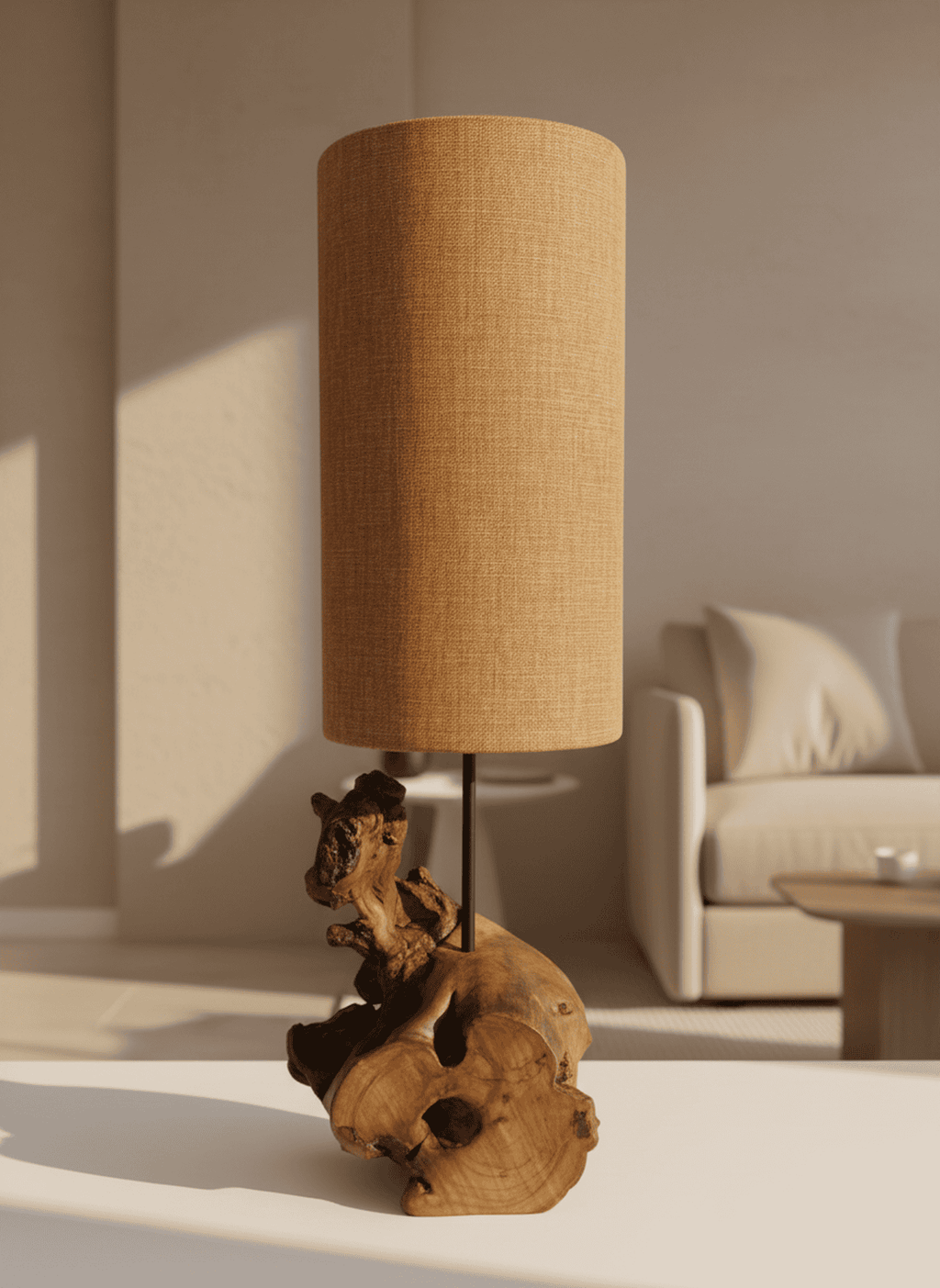 Primeval Driftwood Cylinder Lamp