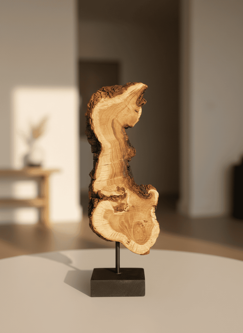 Live-Edge Teak Wood Sculpture