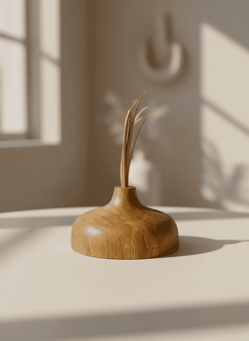 Artisanal Hand-Turned Organic Wood Bud Vase
