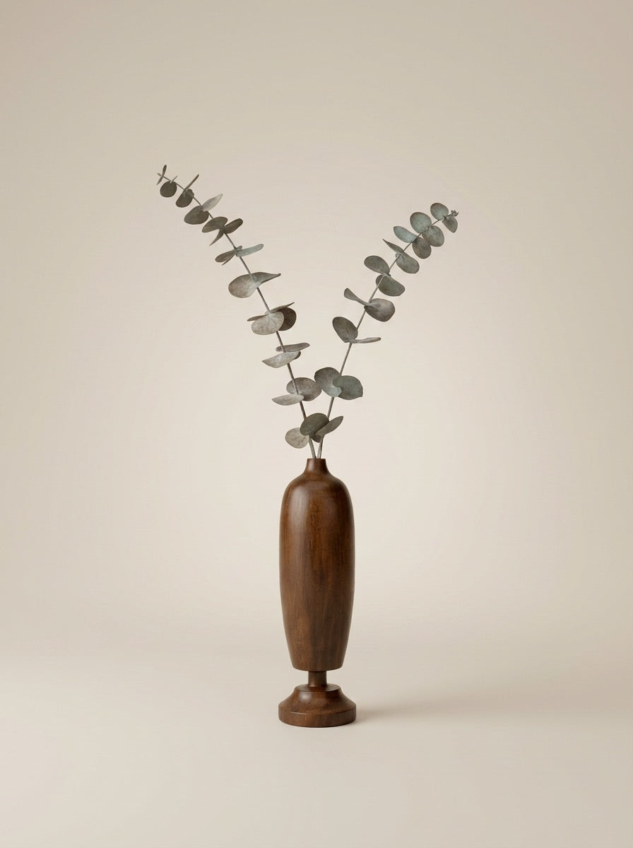 Handcrafted Solid Wood Decorative Vase – Minimalist Natural Art Statement Make a refined natural art statement with this