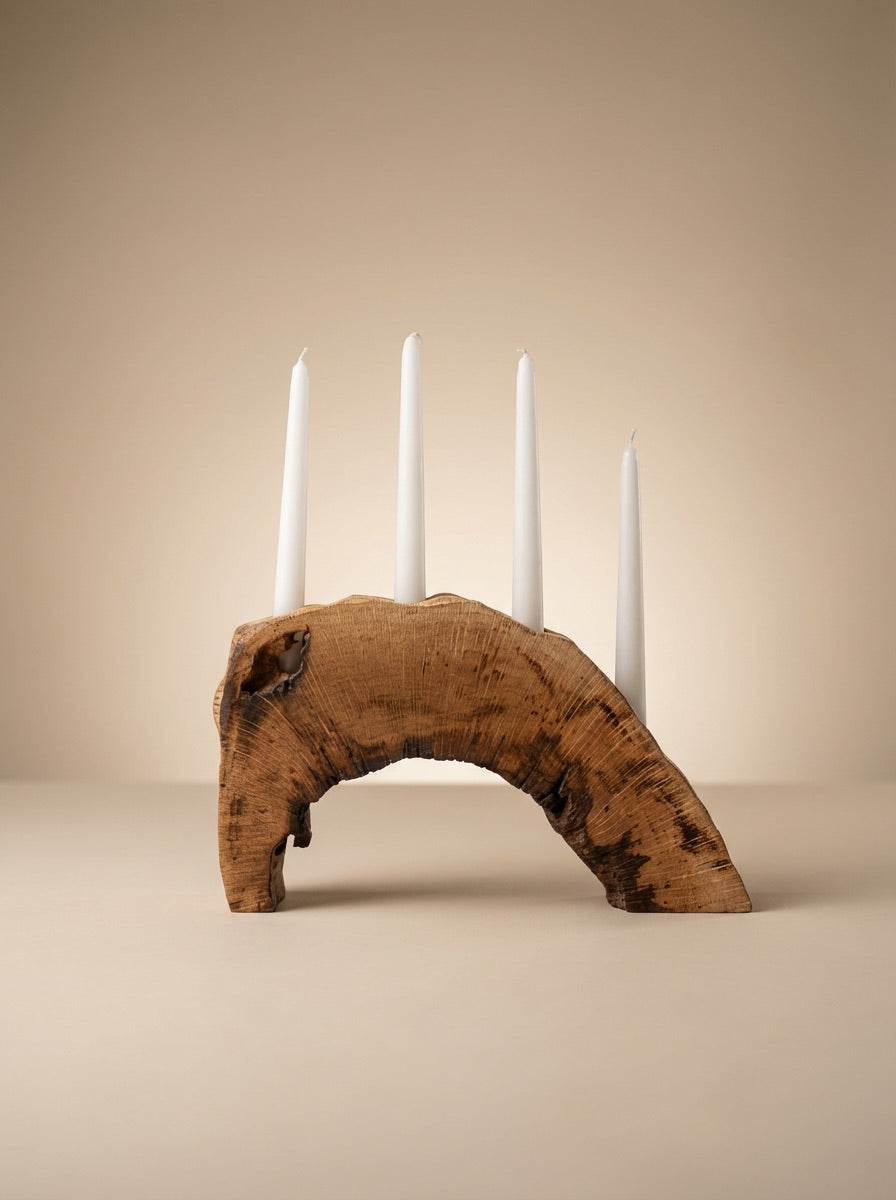 Handcrafted Live Edge Wood Candlestick Holder (Holds 4 Taper Candles) Bring natural elegance to your home with this
