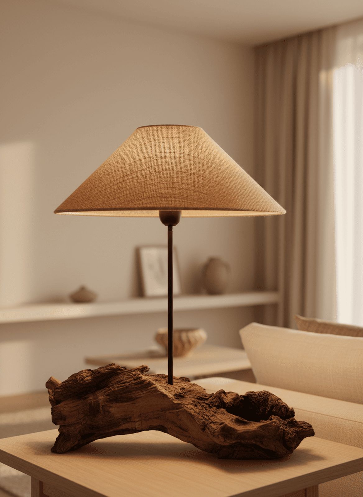 Narrow Ship Driftwood Lamp