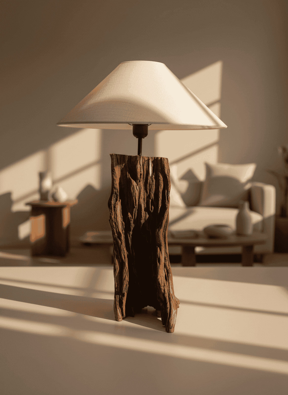 Artisanal Live-Edge Log Drift Wood Lamp