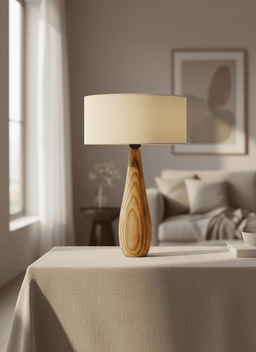 Modern Teardrop Wood Table Lamp