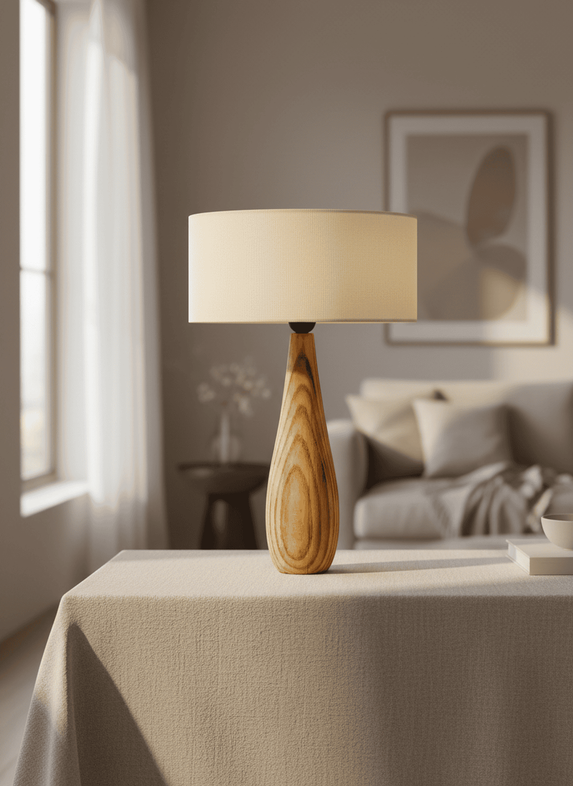 Modern Teardrop Wood Table Lamp