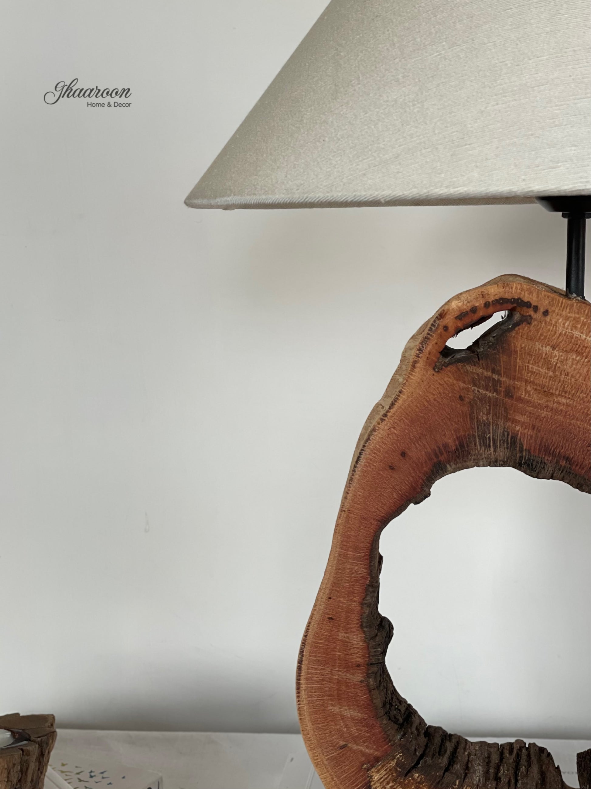 Hollowed Out Wooden Table Lamp