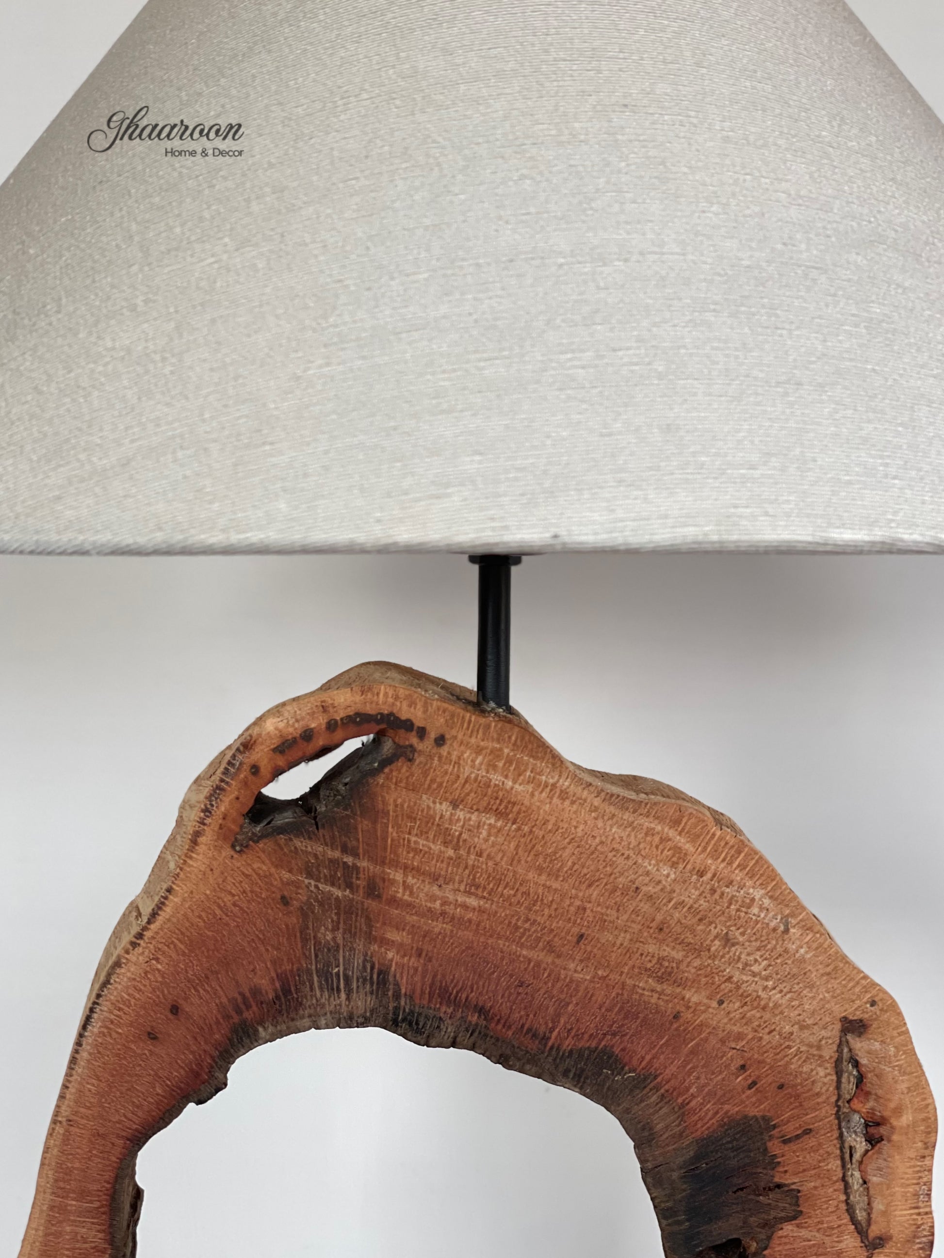 Hollowed Out Wooden Table Lamp