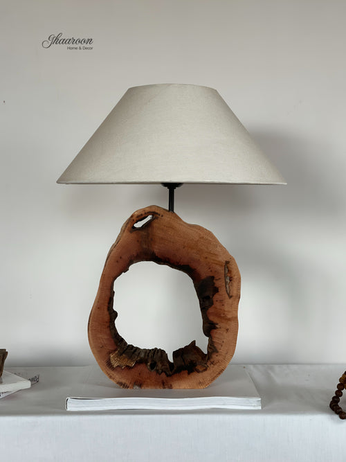 Hollowed Out Wooden Table Lamp